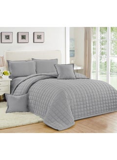 Buy 6-Piece Compressed Comforter Set Microfiber Grey King in Saudi Arabia