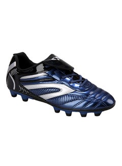 Buy Low Top Leather Lace Up Football Sneakers With Cover On Laces Blue in Saudi Arabia