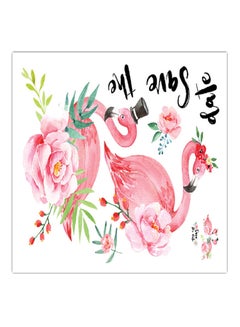 Buy Removable Save The Date Loving Flamingo Wall Sticker Pink/Green/Black 60x90cm in Saudi Arabia