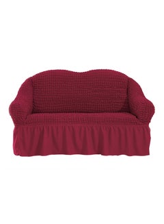 Buy Two Seater Super Stretchable Anti-Wrinkle Slip Flexible Resistant Jacquard For Living Room Sofa Cover Claret Red in UAE