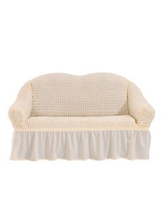 Buy Two Seater Super Stretchable Anti-Wrinkle Slip Flexible Resistant Jacquard For Living Room Sofa Cover Cream in UAE