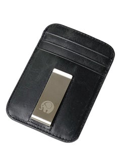 Buy Slim Soft Retro leather Card Holder Money Clip Black in Saudi Arabia