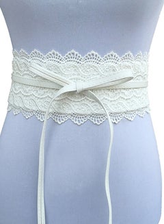 Buy Self Knot Tie Up Cinch Waist Belt White in UAE