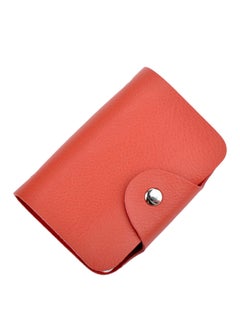 Buy Business Card Holder Synthetic Leather Card Case With 26 Card Slots Orange in Saudi Arabia
