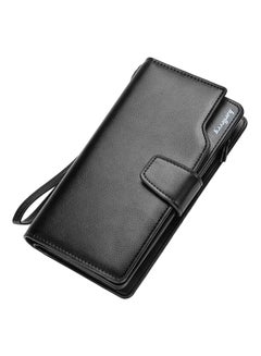 Buy Leather Magnetic Closure Wallet Black in Saudi Arabia