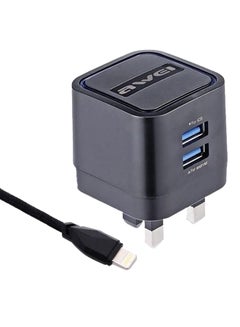 Buy Dual USB Charger WIth Lighting Cable Black in UAE