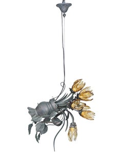 Buy Slanting Flower Pot Chandelier Grey/Yellow in UAE