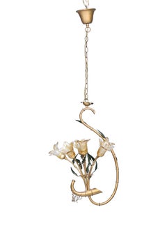 Buy Flower Patterned Halogen Chandelier Matte Gold/White in UAE