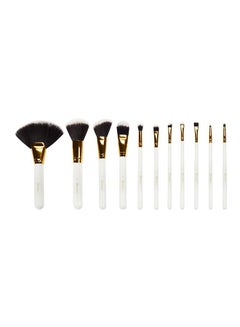 Buy 11 Piece Makeup Brush Set White/Gold in Saudi Arabia