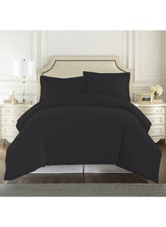 Buy 3-Piece Duvet Set cotton Black in UAE