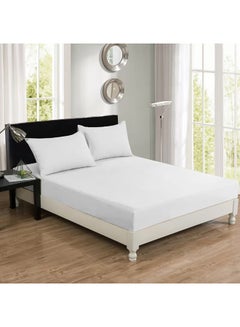 Buy 3-Piece Bedsheet Set Cotton White Double in UAE