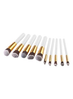 Buy 10-Piece Makeup Brush Set White/Gold/Black in UAE