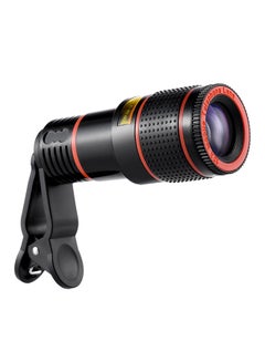 Buy Universal 12x Zoom Mobile Phone Clip-on Telescope Camera Lens Black/Red in Saudi Arabia