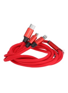 اشتري كابل شاحن USB متعدد الاغراض 3 في 1 أحمر في الامارات