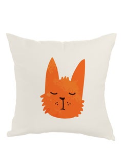 Buy Cat Printed Pillow White/Orange/Black 40x40cm in Egypt