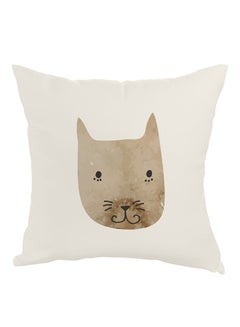 Buy Cat Printed Pillow White/Beige/Black 40x40cm in Egypt