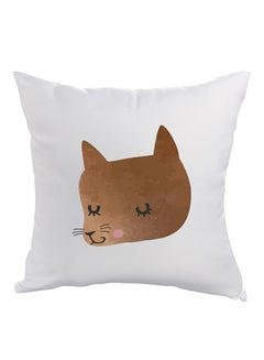 Buy Cat Printed Pillow White/Brown/Black 40x40cm in Egypt