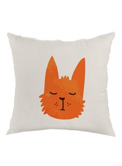 Buy Cat Printed Pillow White/Orange/Black 40x40cm in Egypt