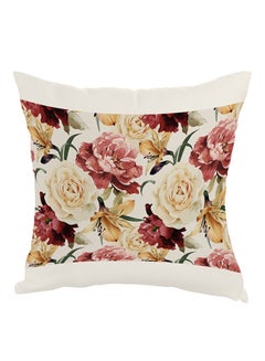 Buy Flowers Printed Pillow White/Pink/Green 40x40cm in Egypt