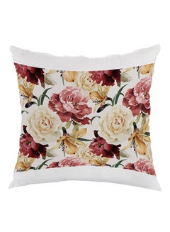 Buy Flowers Printed Pillow White/Pink/Green 40 x 40cm in Egypt