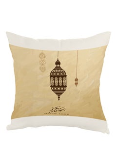 Buy Ramadan Kareem Printed Pillow Beige/White/Brown 40 x 40cm in UAE