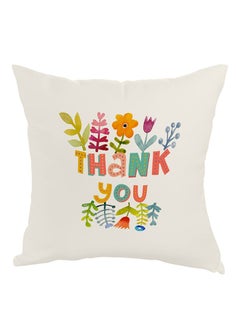 Buy Thank You Printed Pillow White/Yellow/Orange 40x40cm in Egypt