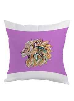 اشتري Abstract Art Lion Printed Pillow cover polyester Purple/White/Yellow 40x40cm في مصر