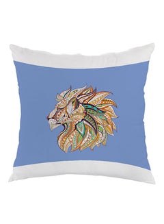 اشتري Abstract Art Lion Printed Pillow cover velvet Blue/White/Yellow 40x40cm في مصر