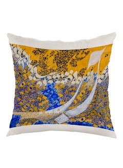 اشتري Abstract Art Printed Pillow cover velvet Yellow/Blue/White 40x40cm في مصر