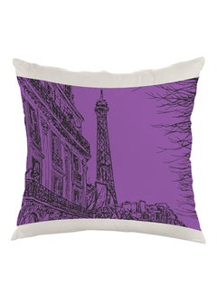 اشتري Abstract Drawing Of Paris Printed Pillow cover Velvet Purple/Black/White 40 x 40cm في مصر