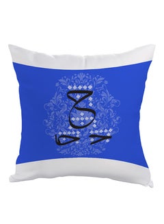 Buy Arabic Letter H Printed Pillow Blue/White/Black 40 x 40cm in Egypt