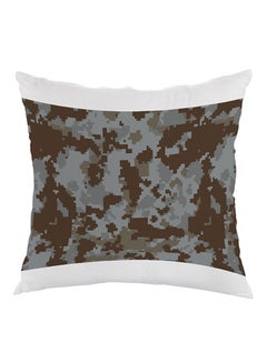 Buy Camouflage Printed Pillow Velvet Brown/Grey/White 40x40cm in Egypt