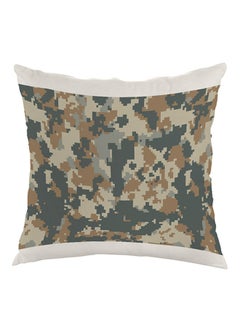 Buy Camouflage Printed Pillow Velvet Beige/Brown/Grey 40x40cm in Egypt