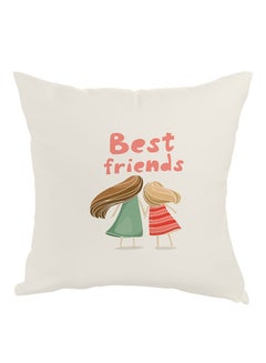 Buy Best Friends Printed Pillow White/Pink/Green 40x40centimeter in UAE