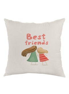 Buy Best Friends Printed Pillow Velvet White/Pink/Green 40x40centimeter in UAE