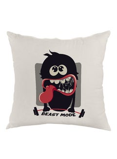 Buy Beast Mode Printed Pillow velvet White/Black/Red 40x40cm in Egypt