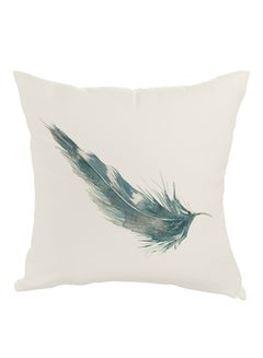 اشتري Bird Feather Printed Pillow cover White/Blue 40x40cm في مصر