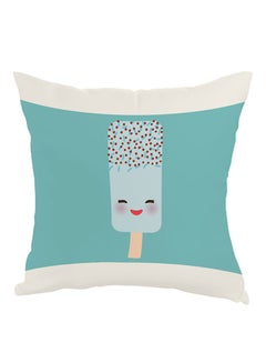 Buy Cartoon Graphic Ice Cream Printed Pillow Blue/White/Brown 40x40cm in Egypt