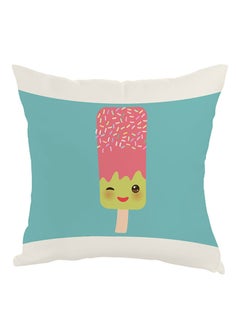 Buy Cartoon Graphic Ice Cream Printed Pillow Blue/White/Green 40x40cm in Egypt
