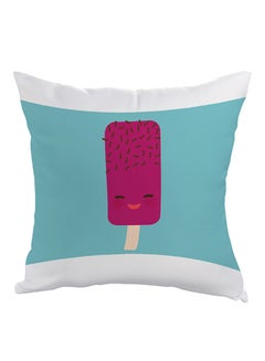 Buy Cartoon Graphic Ice Cream Printed Pillow Blue/White/Pink 40 x 40cm in Egypt