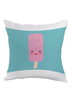 Buy Cartoon Graphic Ice Cream Printed Pillow Blue/White/Pink 40x40cm in Egypt