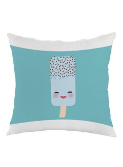 Buy Cartoon Graphic Ice Cream Printed Pillow Blue/White/Brown 40x40cm in Egypt