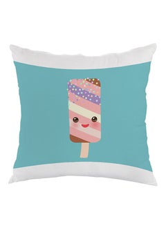 Buy Cartoon Graphics Ice Cream Printed Pillow velvet Blue/Purple/Pink 40x40cm in Egypt