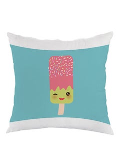 Buy Cartoon Graphics Ice Cream Printed Pillow velvet Blue/Green/Pink 40x40cm in Egypt