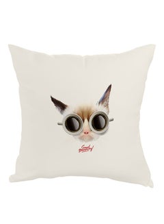 Buy Cat Printed Pillow White/Black/Brown 40 x 40cm in Egypt