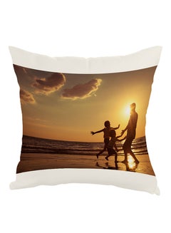 Buy Communication Printed Pillow White/Brown 40 x 40cm in Egypt