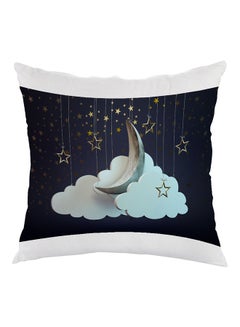 Buy Crescent Of Ramadan Printed Pillow Black/White/Blue 40x40centimeter in Egypt