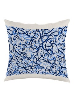 Buy Decorative Drawings Printed Pillow Blue/White 40x40cm in Egypt