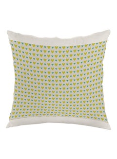 Buy Decorative Drawings Heart Printed Pillow White/Green/Blue 40x40cm in Egypt