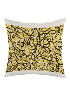 Buy Decorative Drawings Printed Pillow Gold/Black/White 40x40cm in Egypt